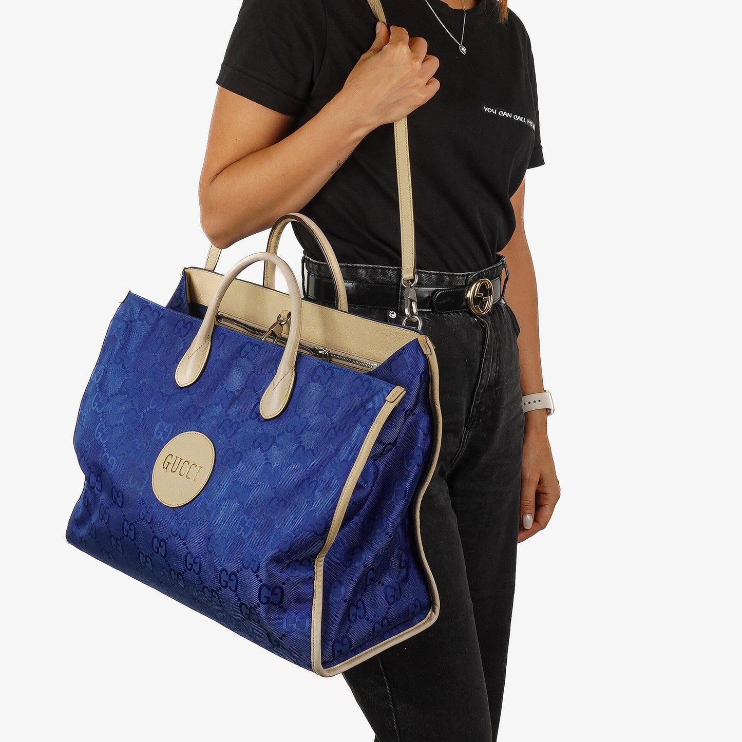 Gucci Off The Grid Tote Tasche Orient Blau GG Econyl Nylon Monogram Groß