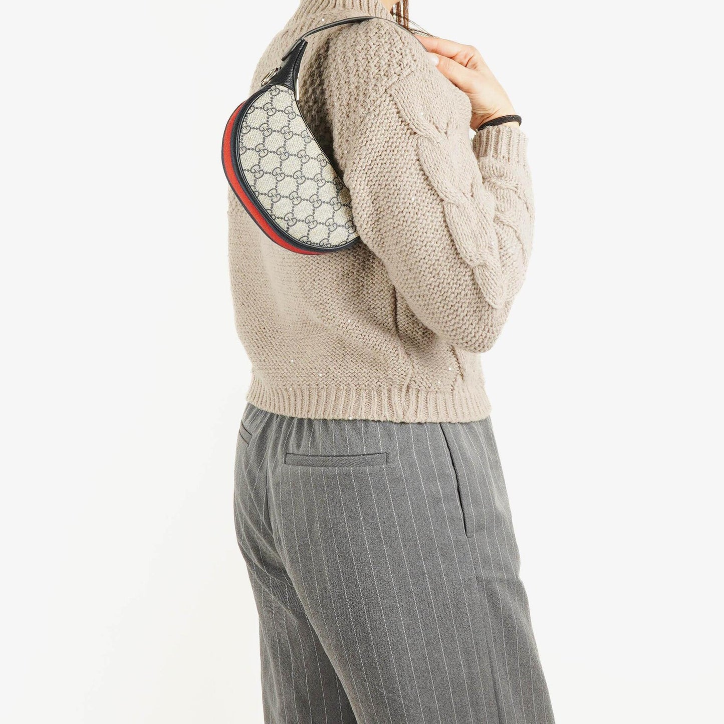 Gucci Ophidia GG Supreme Mini Tasche aus Canvas und navyblauem Leder