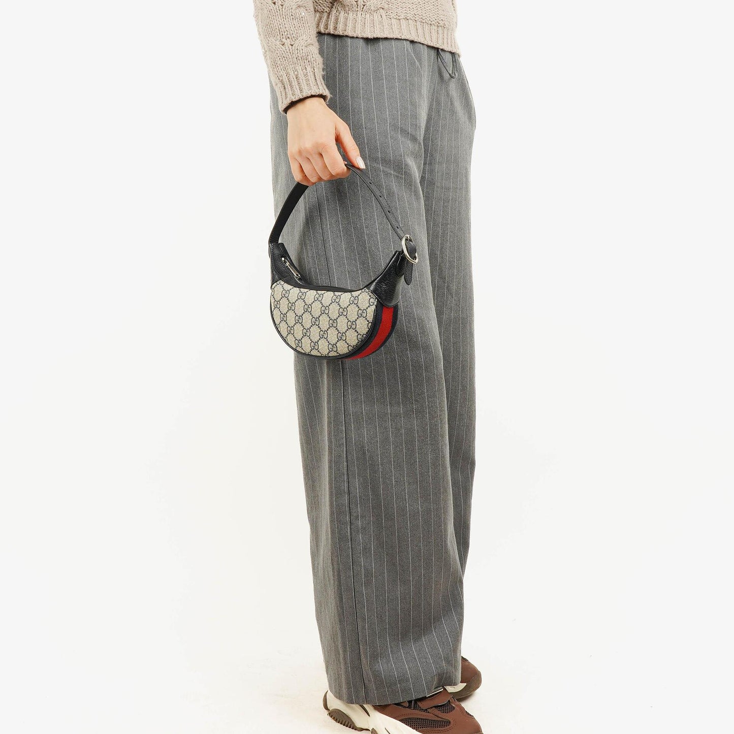 Gucci Ophidia GG Supreme Mini Tasche aus Canvas und navyblauem Leder