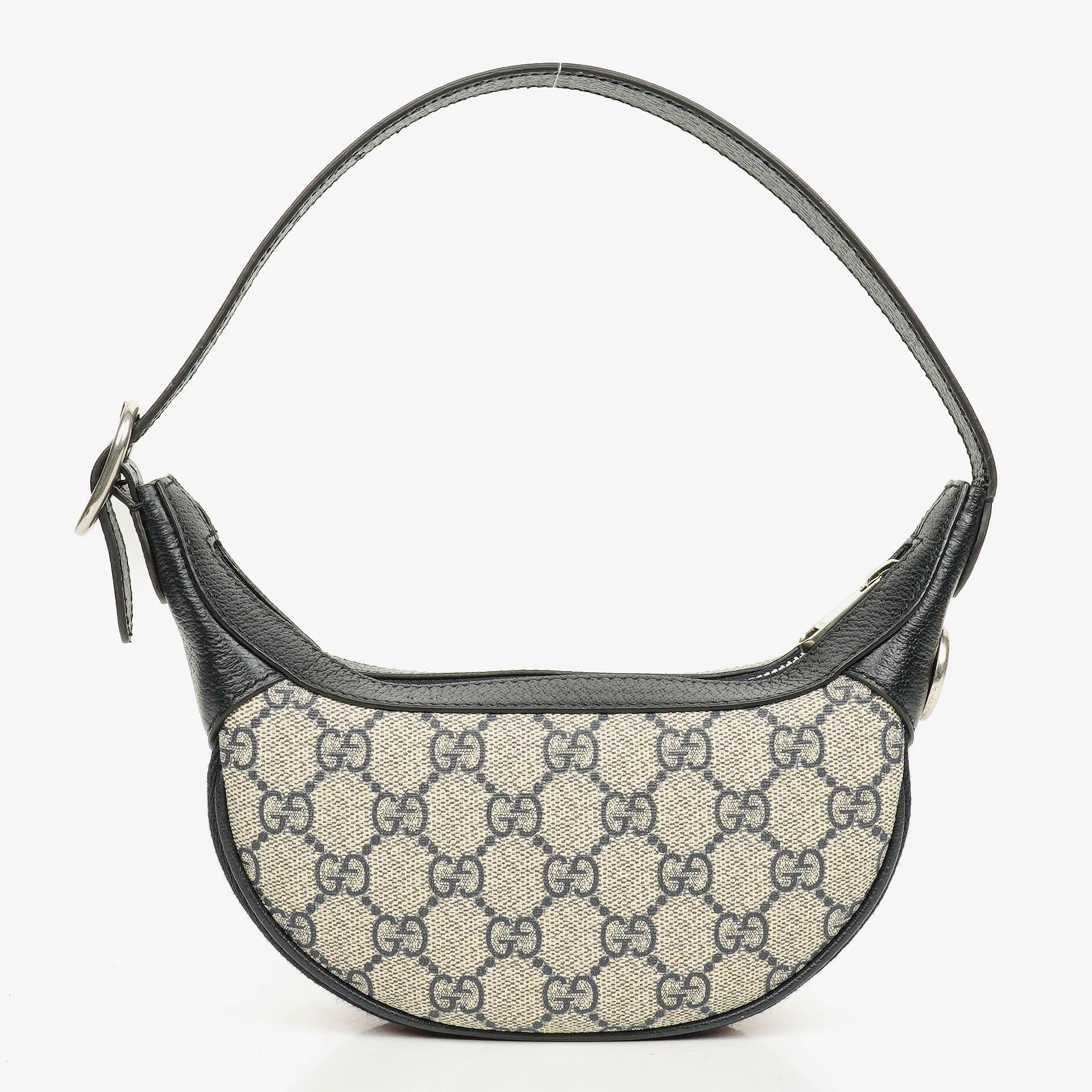 Gucci Ophidia GG Supreme Mini Tasche aus Canvas und navyblauem Leder