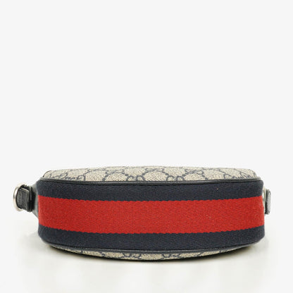 Gucci Ophidia GG Supreme Mini Tasche aus Canvas und navyblauem Leder