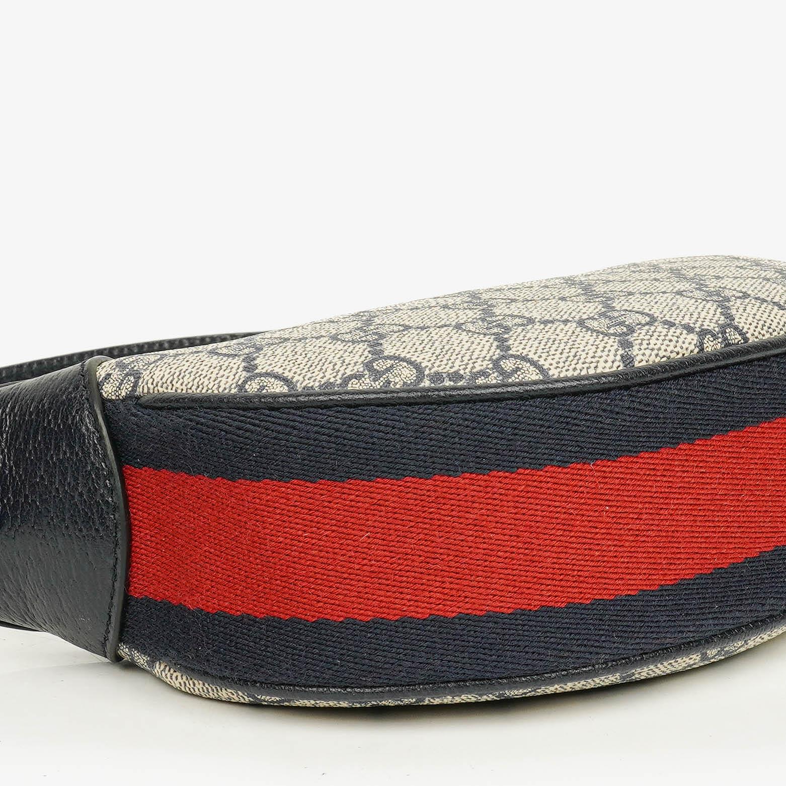 Gucci Ophidia GG Supreme Mini Tasche aus Canvas und navyblauem Leder