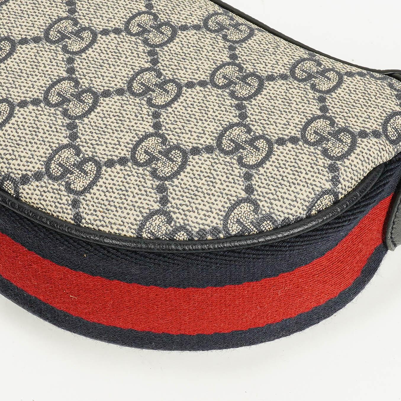 Gucci Ophidia GG Supreme Mini Tasche aus Canvas und navyblauem Leder