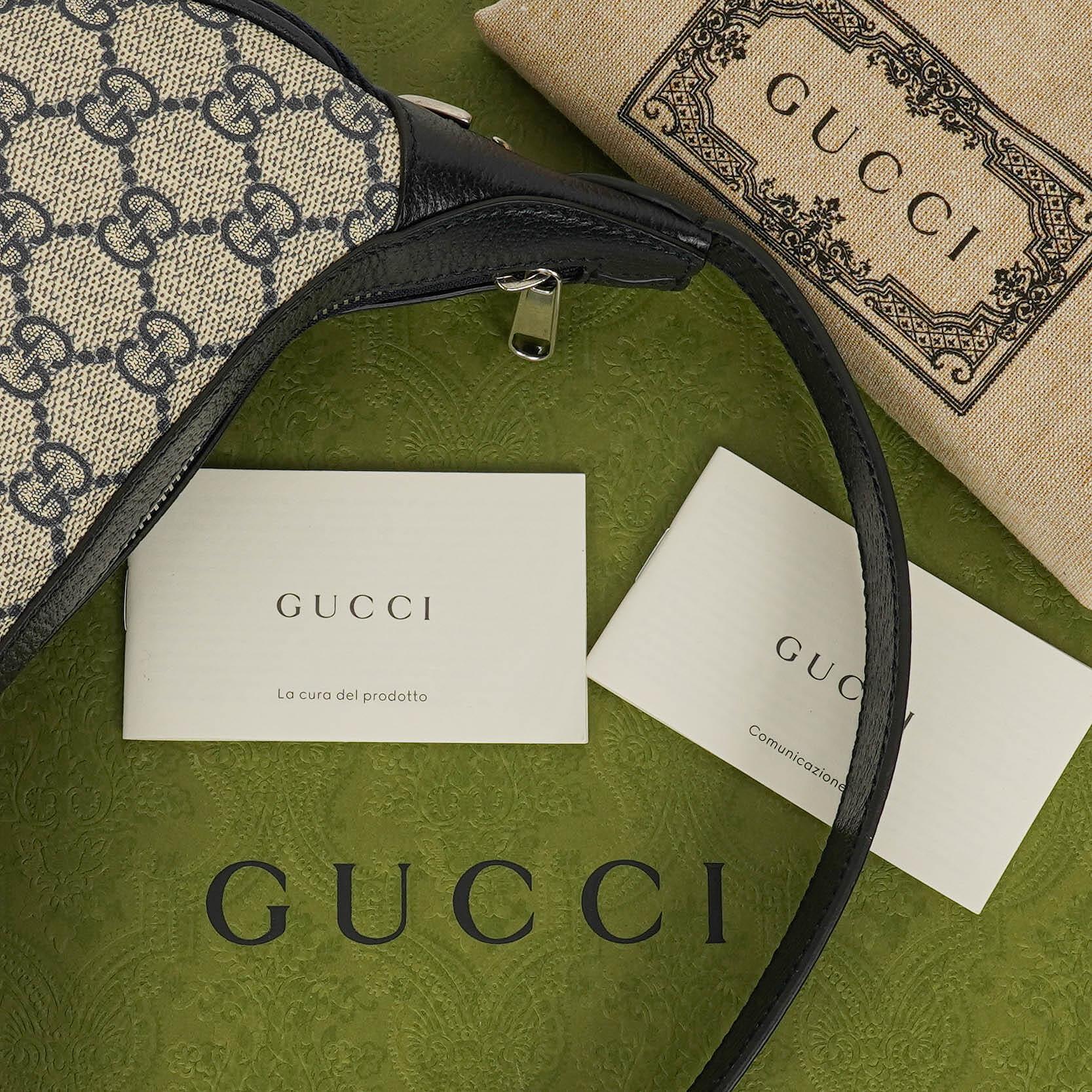 Gucci Ophidia GG Supreme Mini Tasche aus Canvas und navyblauem Leder