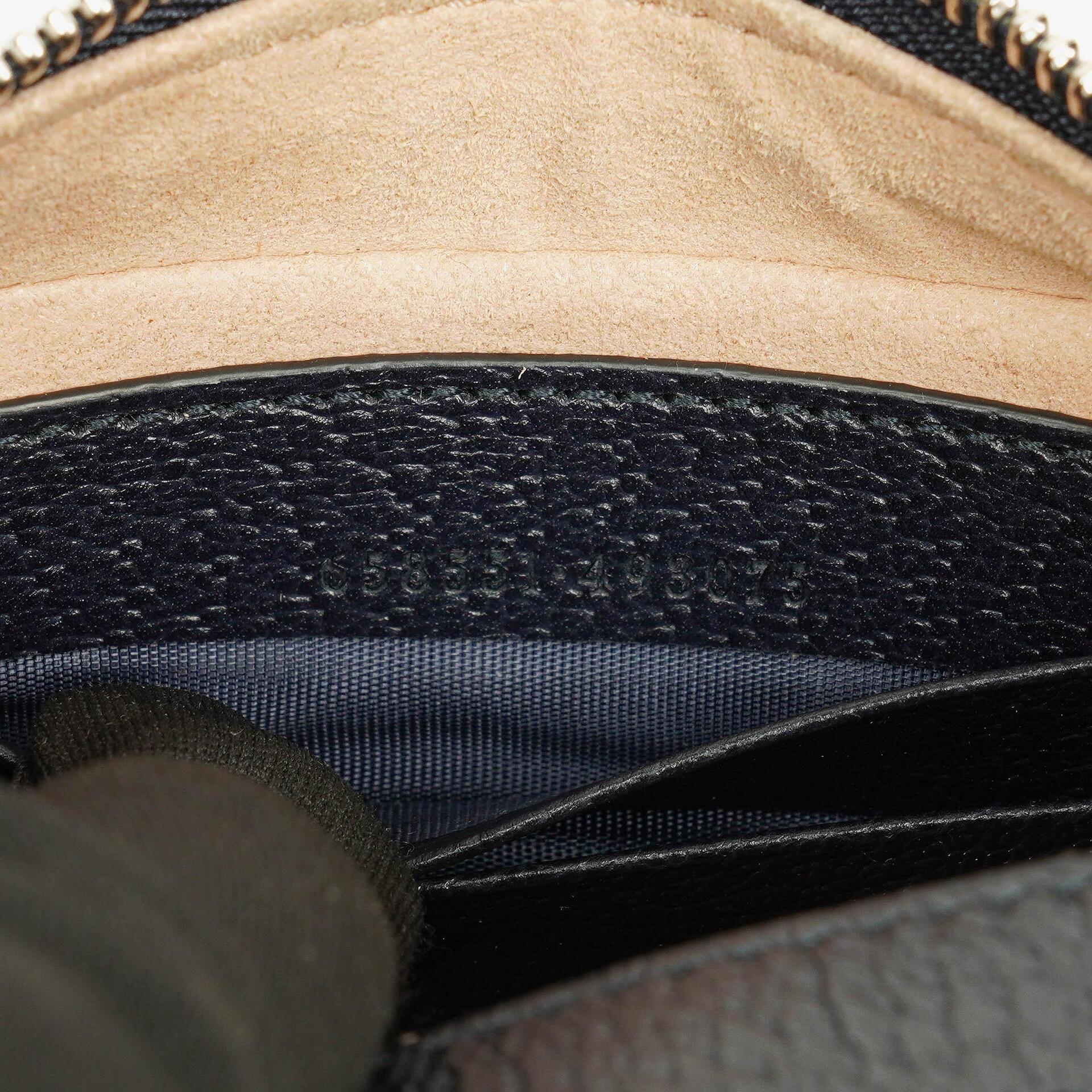 Gucci Ophidia GG Supreme Mini Tasche aus Canvas und navyblauem Leder