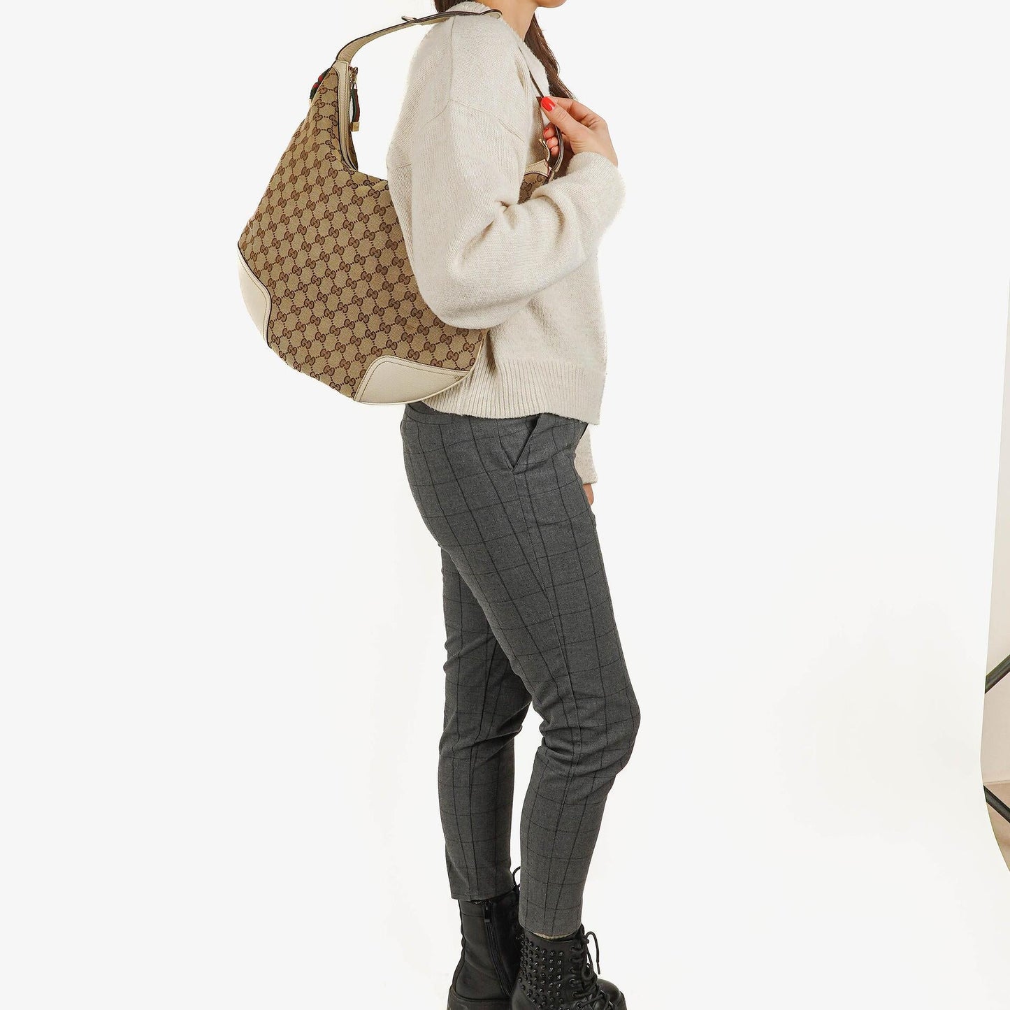 Gucci Princy Hobo-Tasche aus Beige/Ebony GG-Stoff