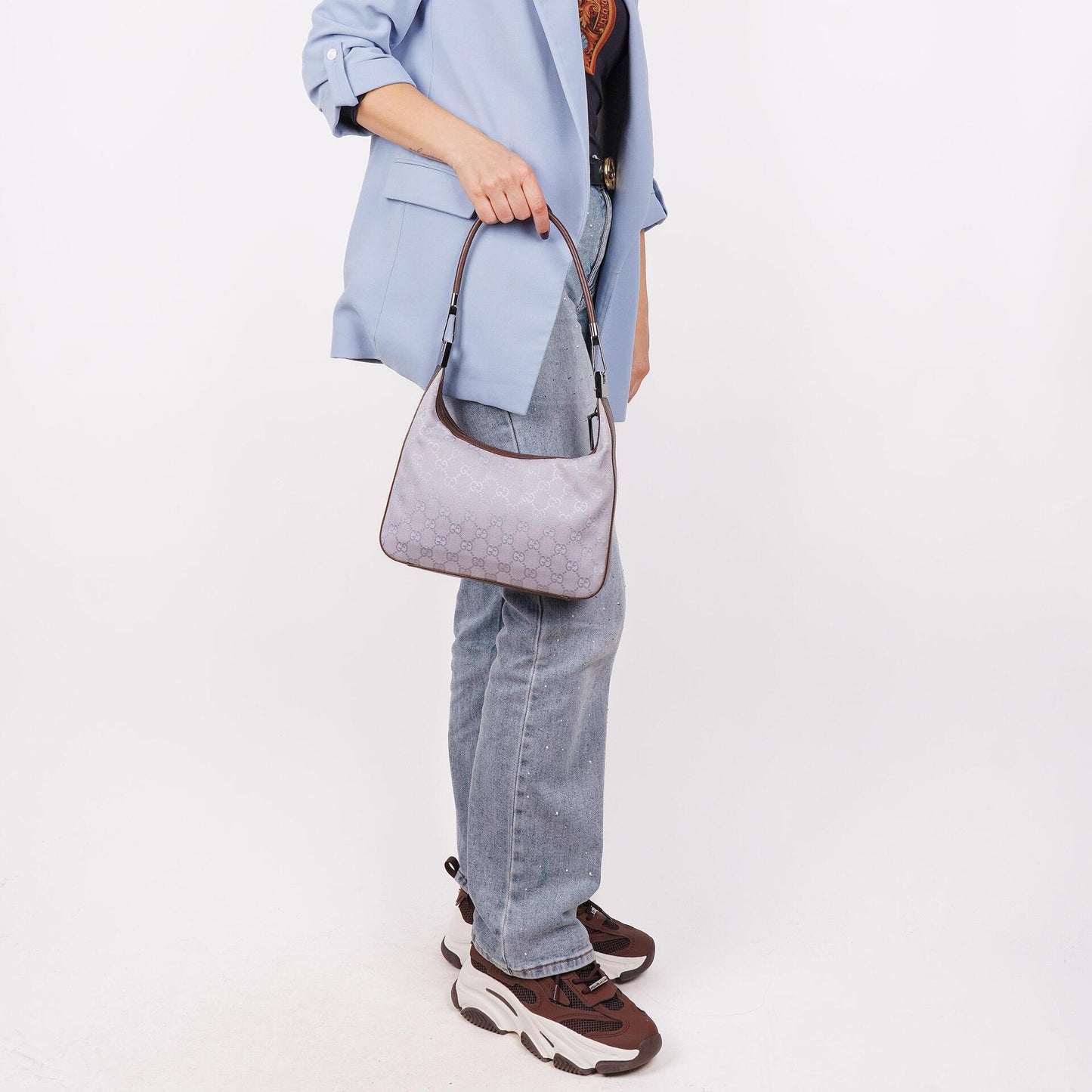 Gucci Lila GG Canvas Schulter-Hobo-Tasche