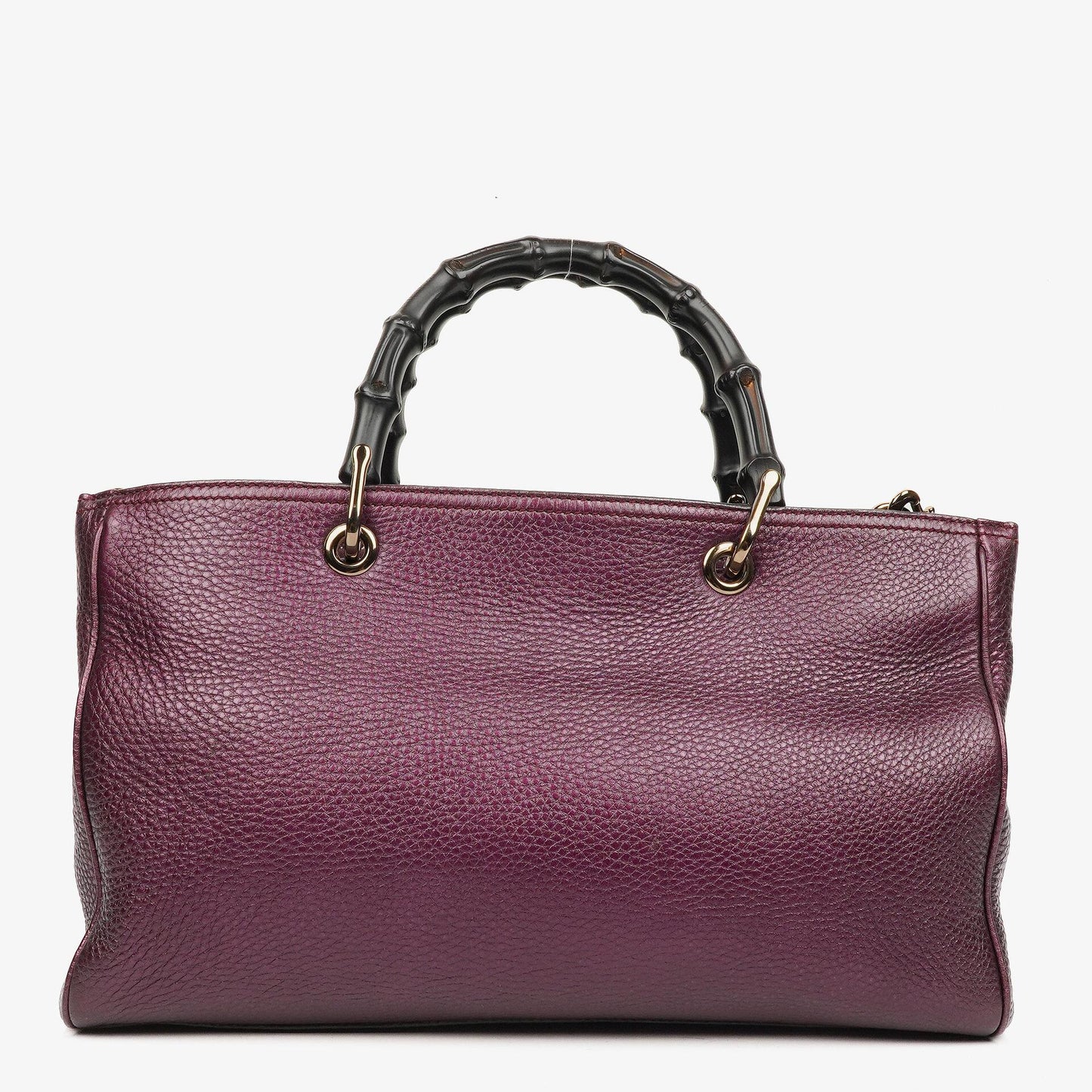 Gucci Bamboo Shopper Tote Tasche Medium aus lila genarbtem Kalbsleder