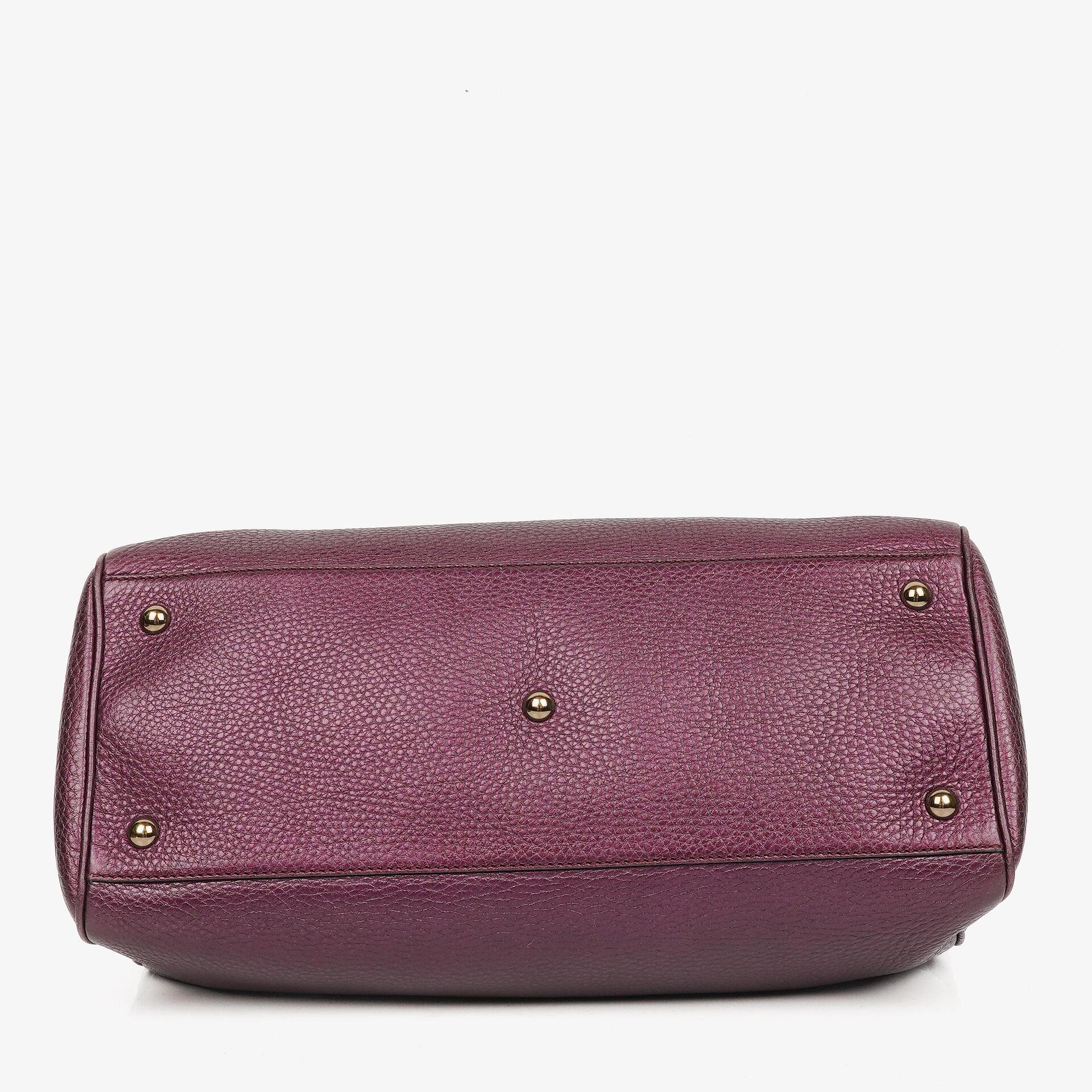 Gucci Bamboo Shopper Tote Tasche Medium aus lila genarbtem Kalbsleder