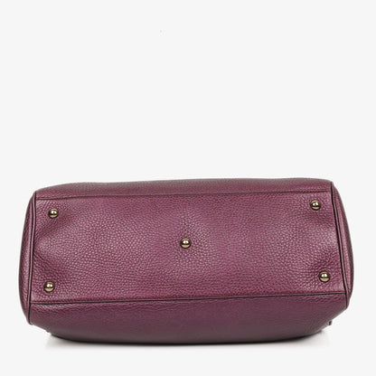 Gucci Bamboo Shopper Tote Tasche Medium aus lila genarbtem Kalbsleder