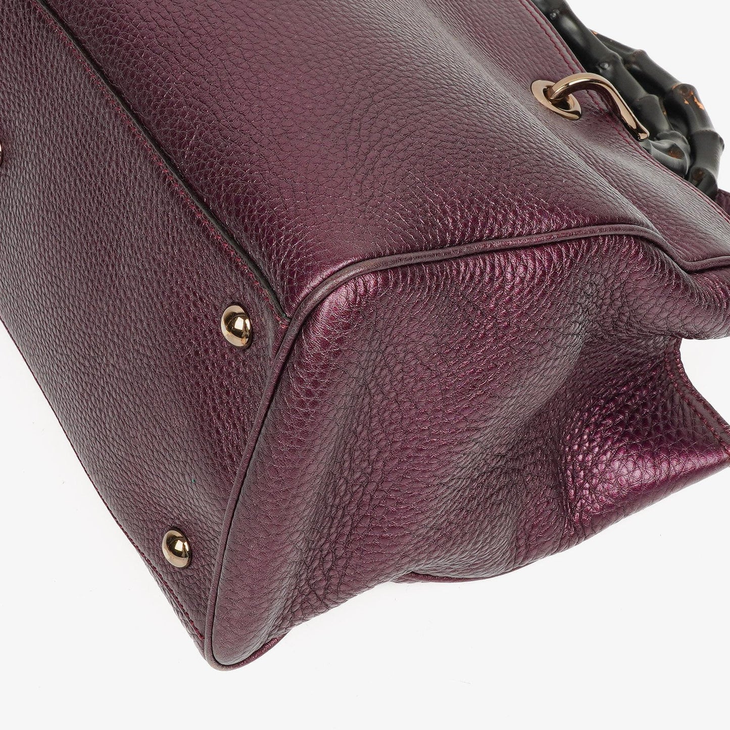 Gucci Bamboo Shopper Tote Tasche Medium aus lila genarbtem Kalbsleder