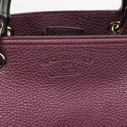 Gucci Bamboo Shopper Tote Tasche Medium aus lila genarbtem Kalbsleder