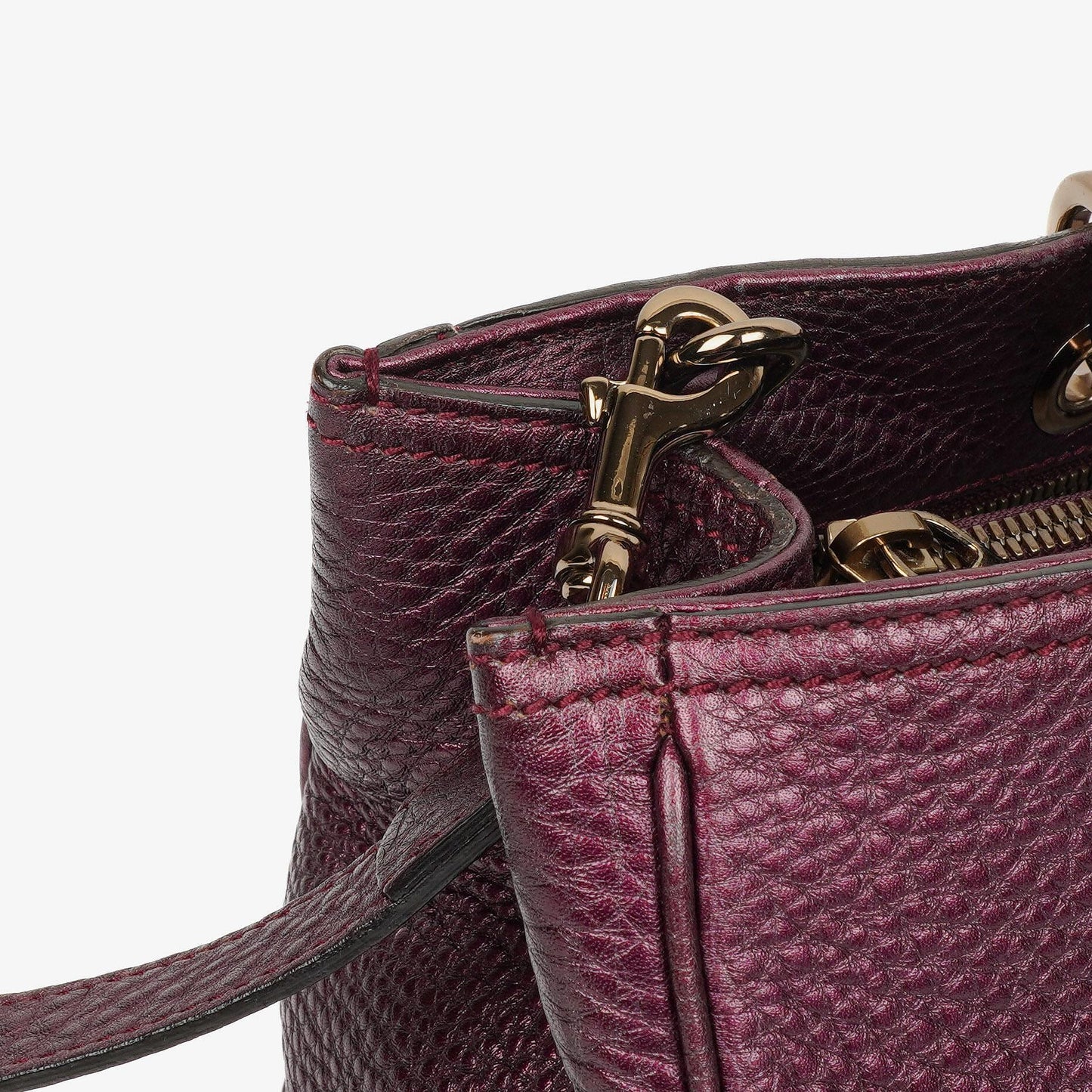Gucci Bamboo Shopper Tote Tasche Medium aus lila genarbtem Kalbsleder