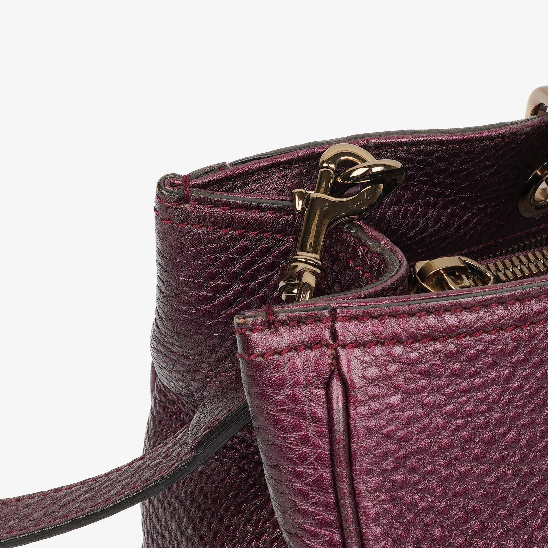 Gucci Bamboo Shopper Tote Tasche Medium aus lila genarbtem Kalbsleder
