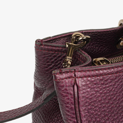 Gucci Bamboo Shopper Tote Tasche Medium aus lila genarbtem Kalbsleder