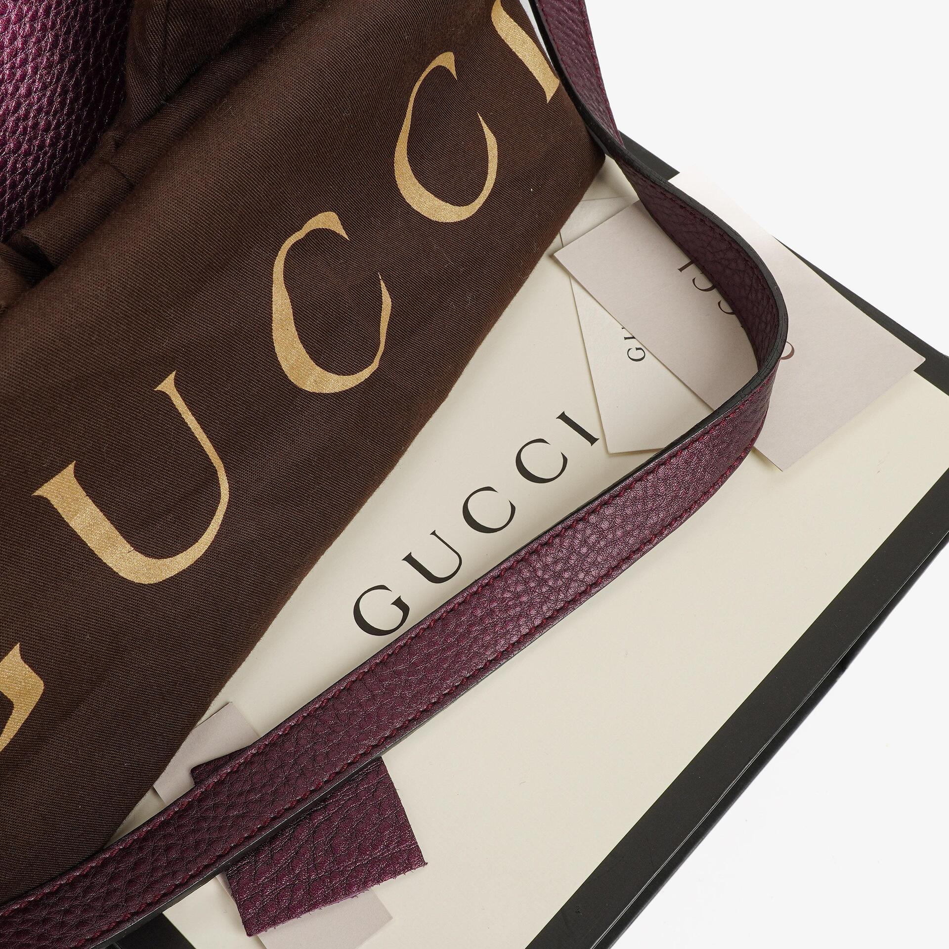 Gucci Bamboo Shopper Tote Tasche Medium aus lila genarbtem Kalbsleder