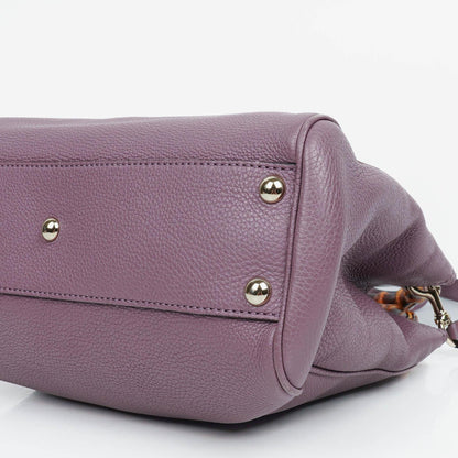 Gucci Mini Bamboo Tote aus lilafarbenem genarbtem Kalbsleder