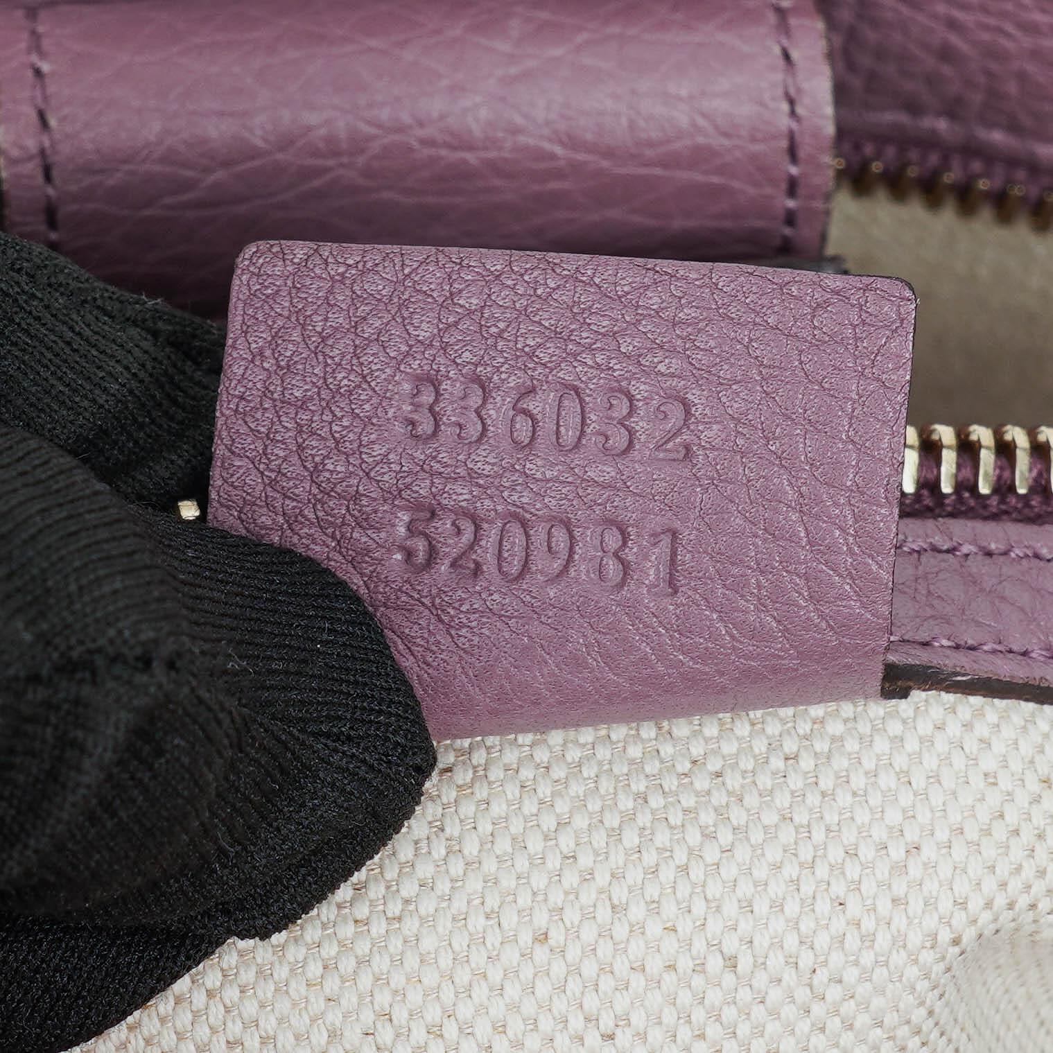 Gucci Mini Bamboo Tote aus lilafarbenem genarbtem Kalbsleder