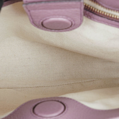 Gucci Mini Bamboo Tote aus lilafarbenem genarbtem Kalbsleder