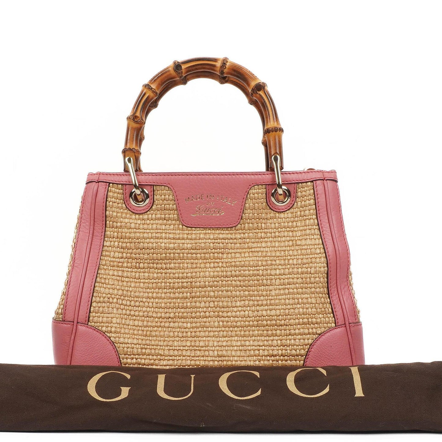 Gucci Shopper Bamboo Raffia Tote Tasche