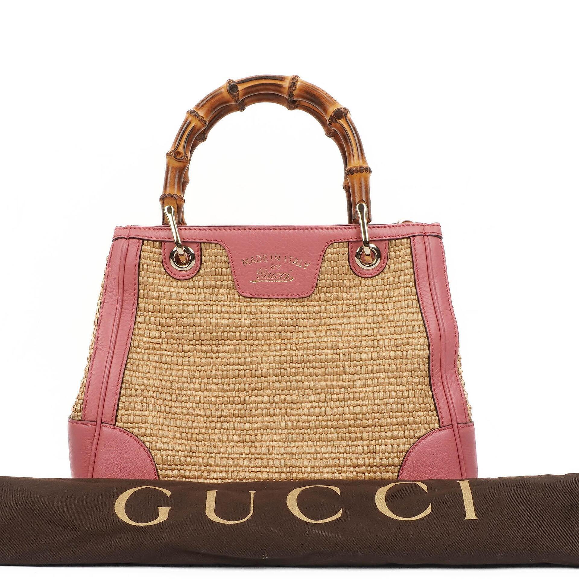 Gucci Shopper Bamboo Raffia Tote Tasche