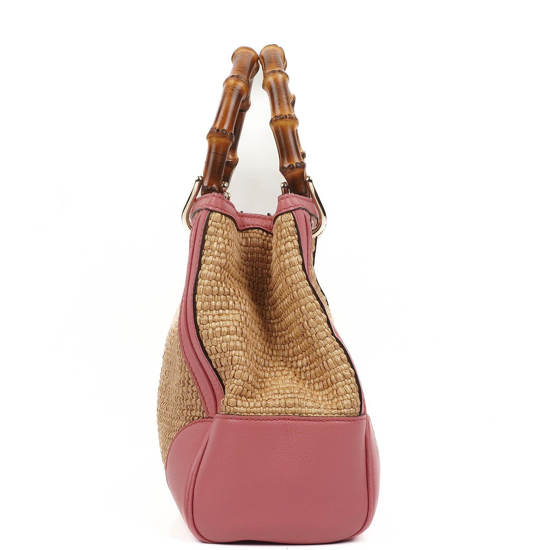 Gucci Shopper Bamboo Raffia Tote Tasche