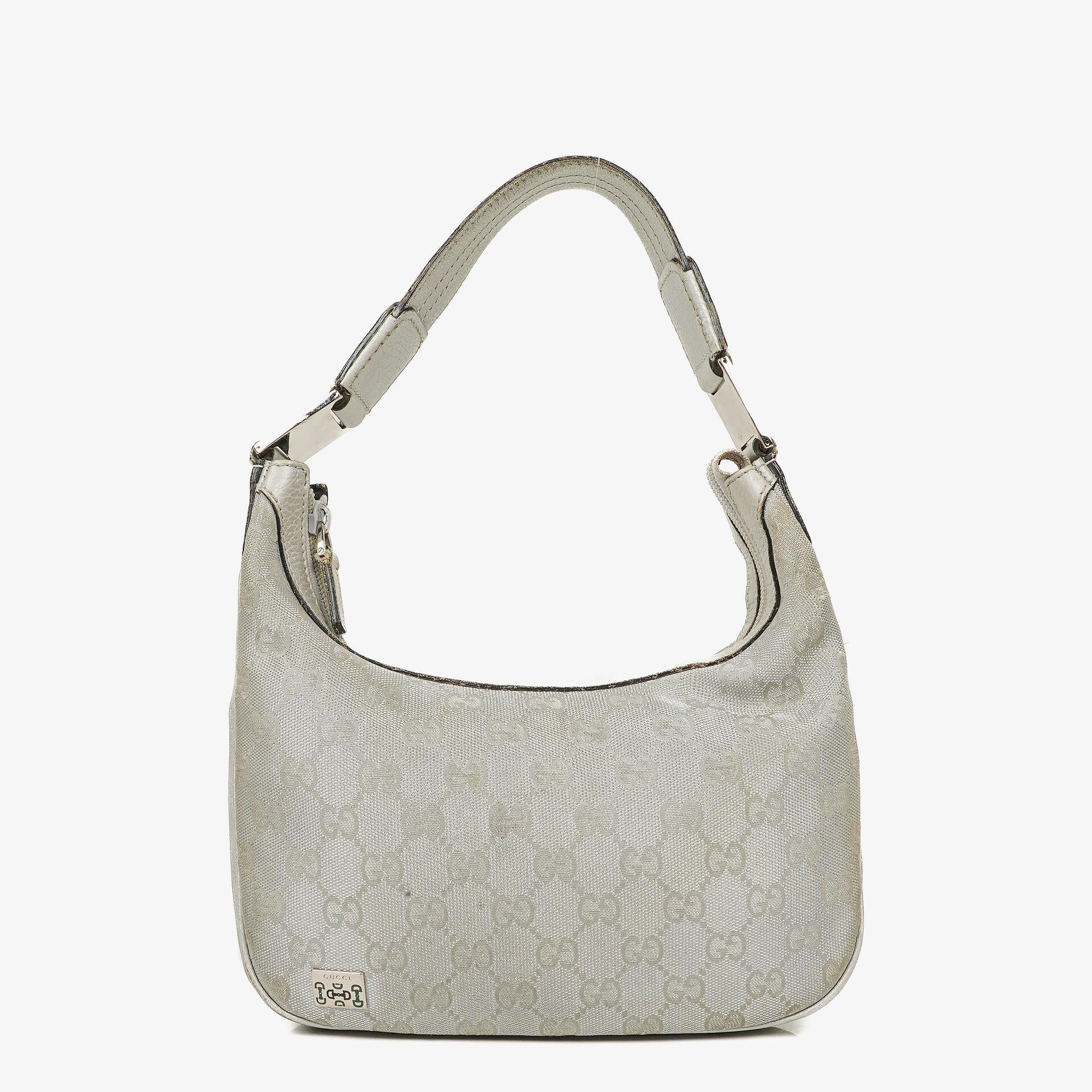 Gucci Silber Metallic Canvas Hobo Tasche