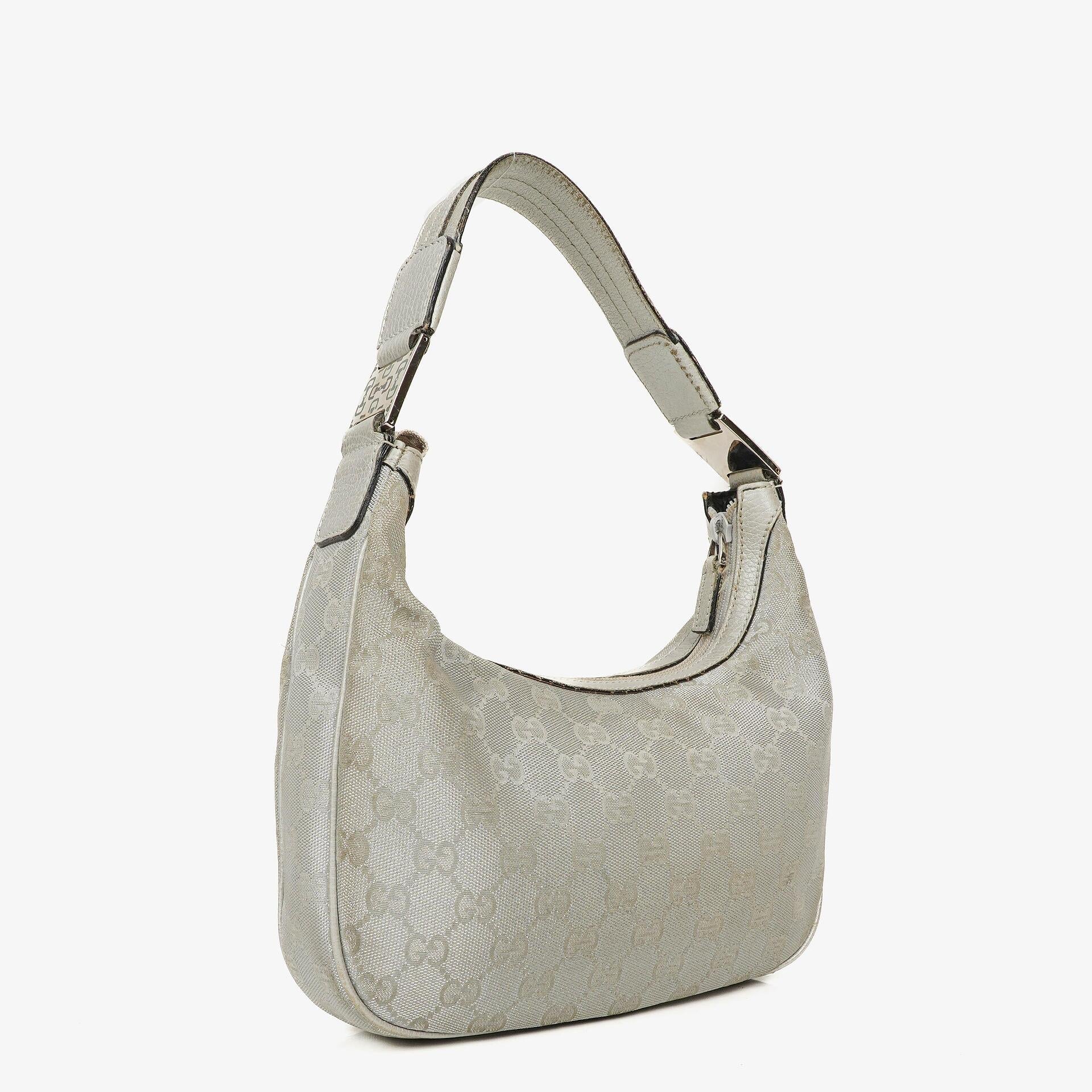 Gucci Silber Metallic Canvas Hobo Tasche