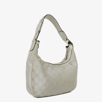 Gucci Silber Metallic Canvas Hobo Tasche