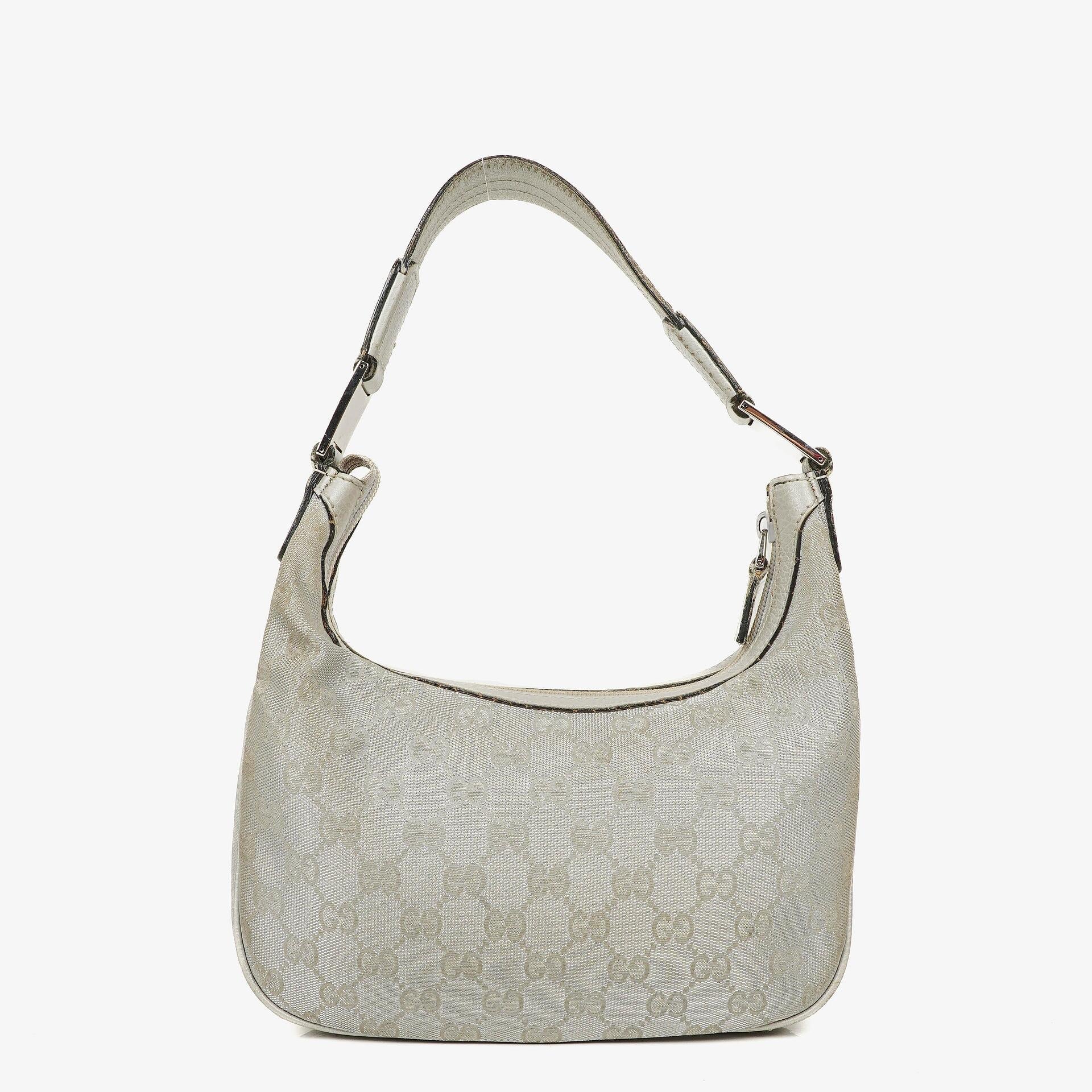 Gucci Silber Metallic Canvas Hobo Tasche
