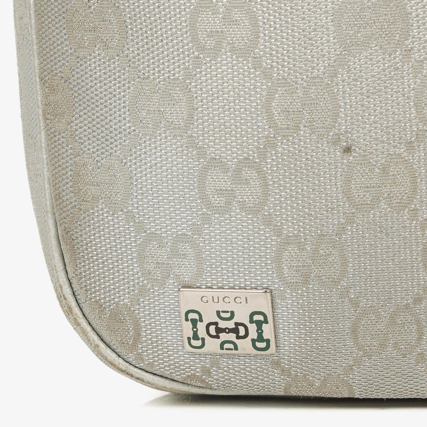 Gucci Silber Metallic Canvas Hobo Tasche