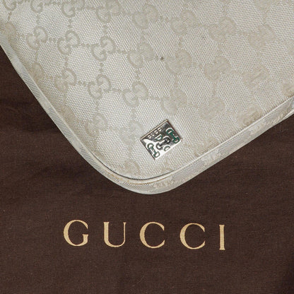 Gucci Silber Metallic Canvas Hobo Tasche