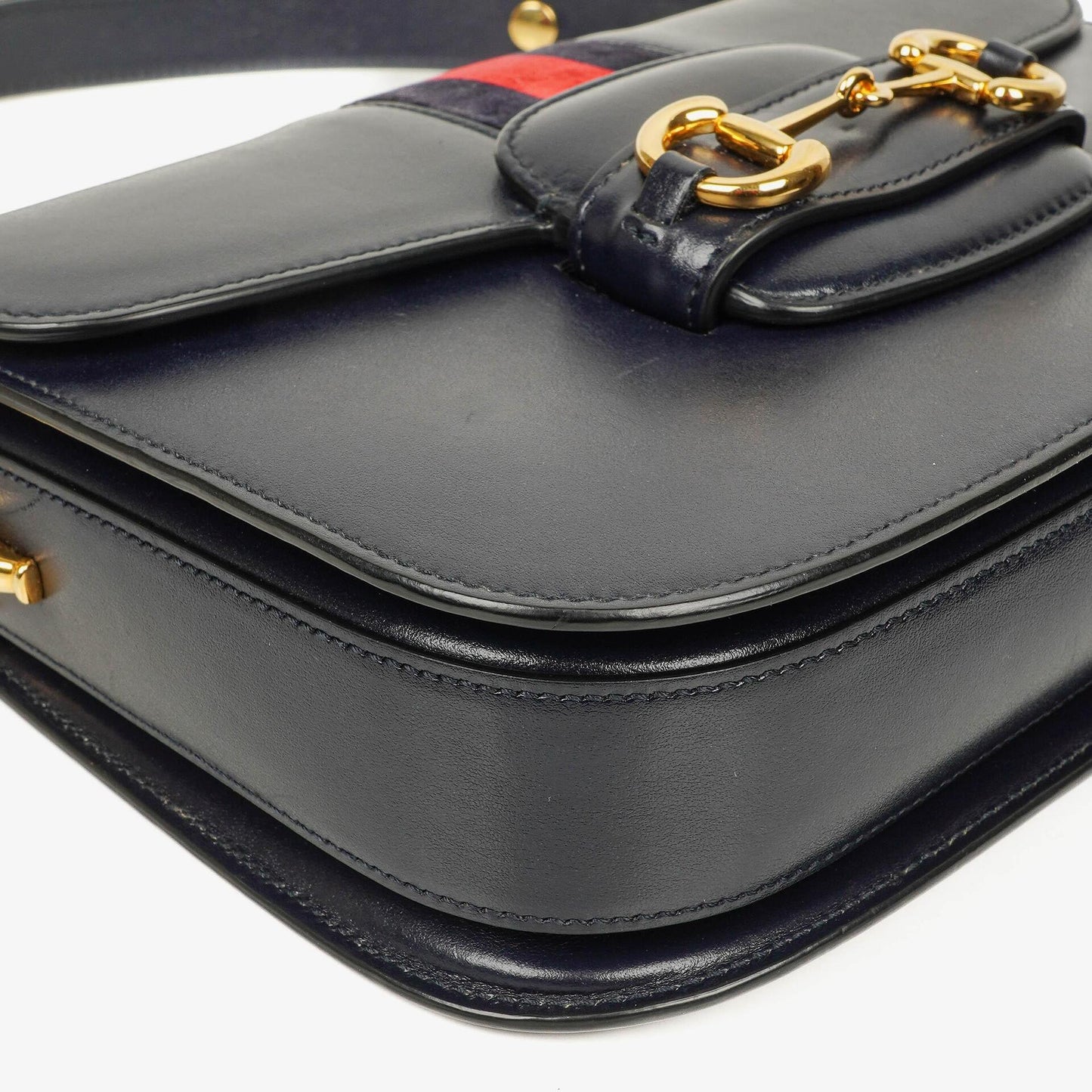 Gucci Kleine Horsebit 1955 Schultertasche aus dunkelblauem Leder