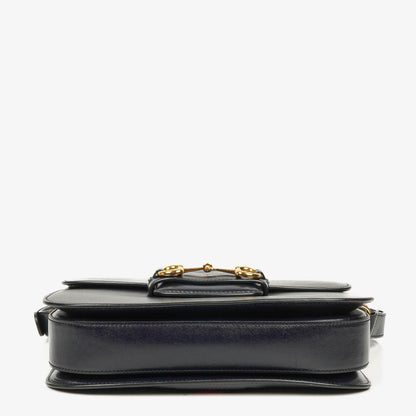 Gucci Kleine Horsebit 1955 Schultertasche aus dunkelblauem Leder