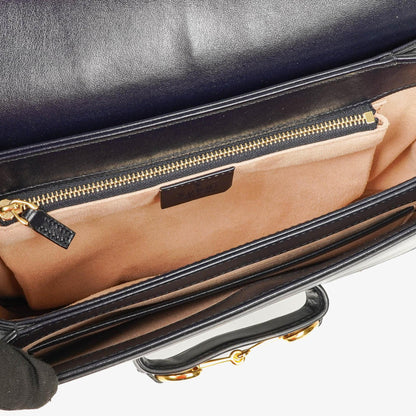 Gucci Kleine Horsebit 1955 Schultertasche aus dunkelblauem Leder