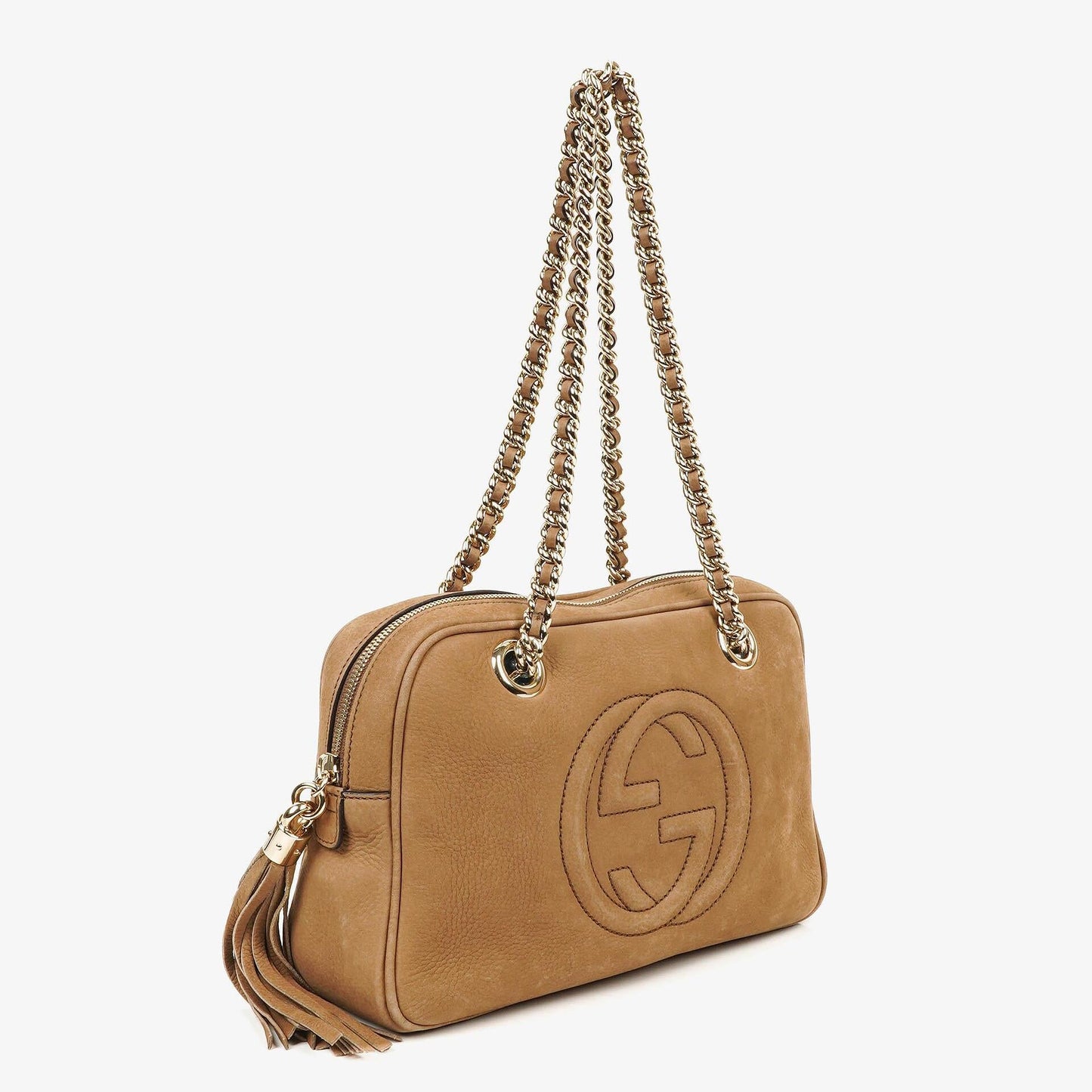 Gucci Kleine Soho Bowler Tasche aus braunem Nubukleder