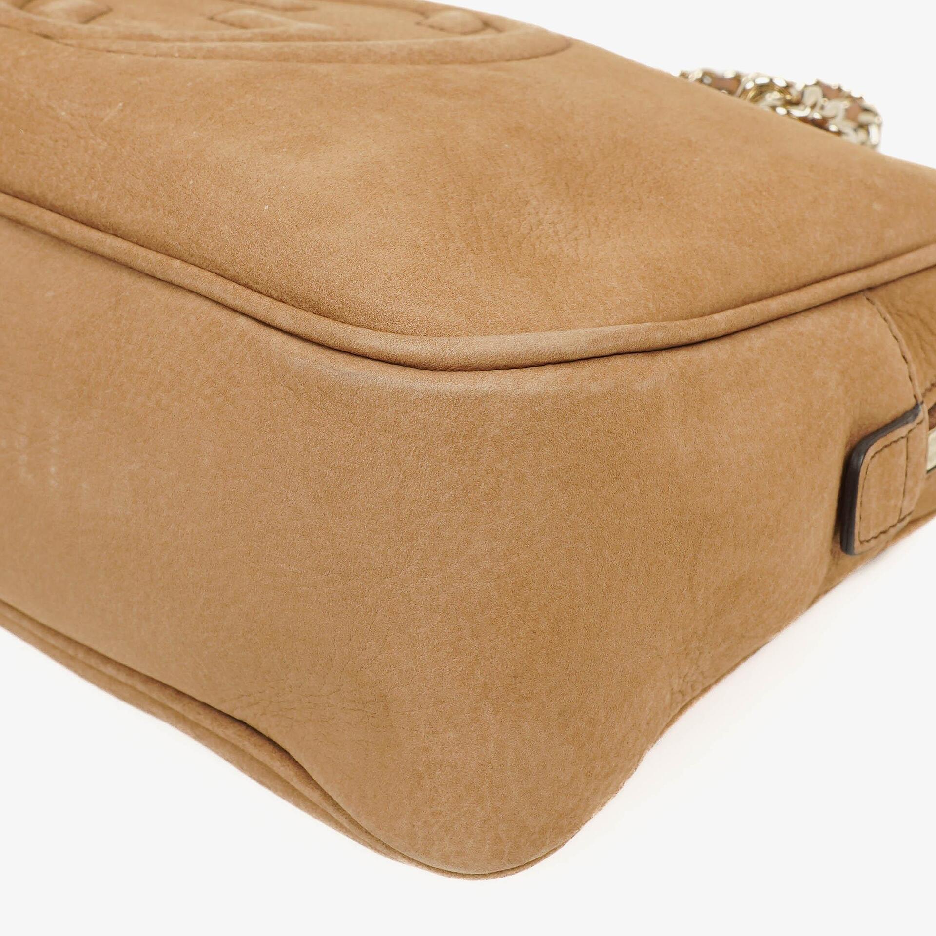 Gucci Kleine Soho Bowler Tasche aus braunem Nubukleder