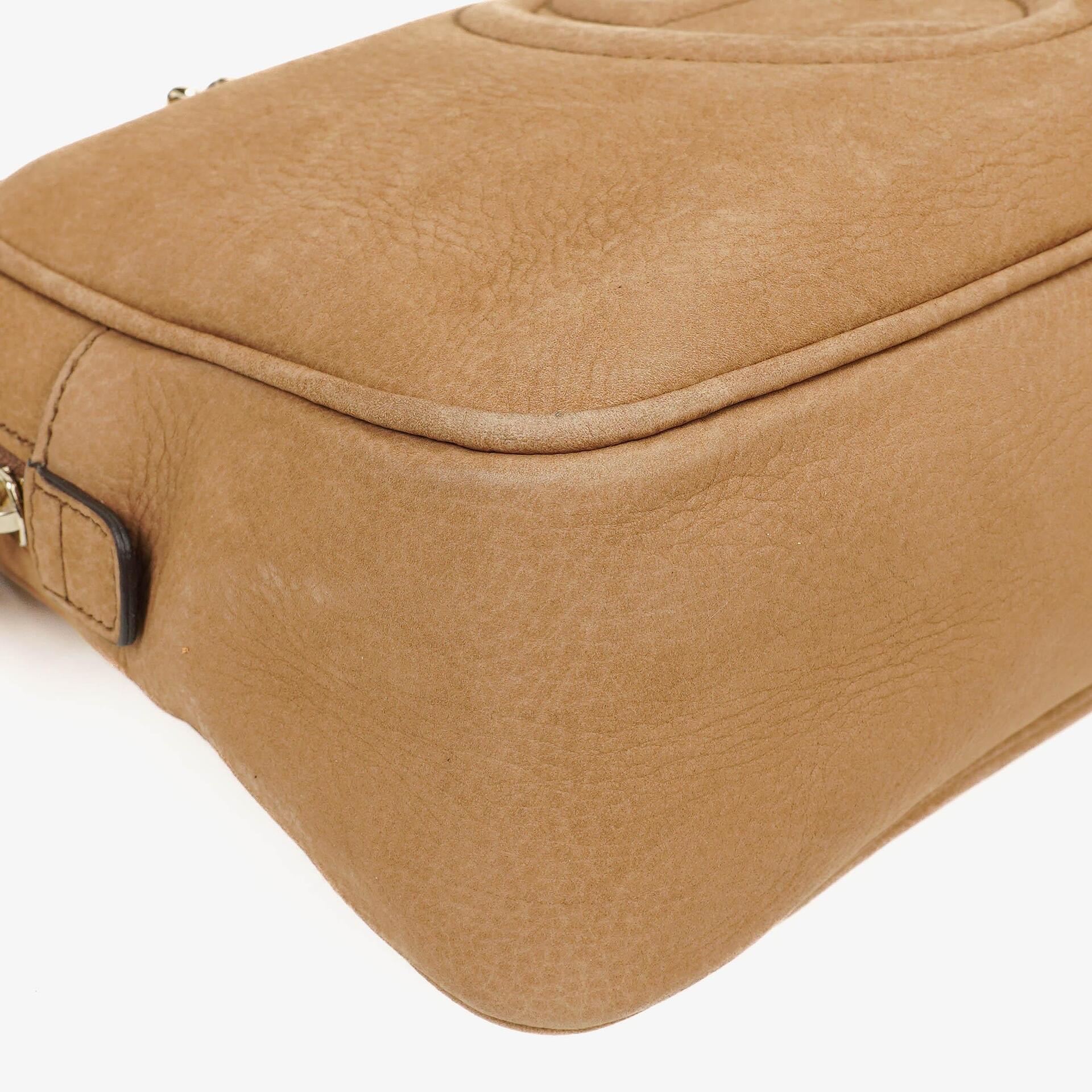 Gucci Kleine Soho Bowler Tasche aus braunem Nubukleder