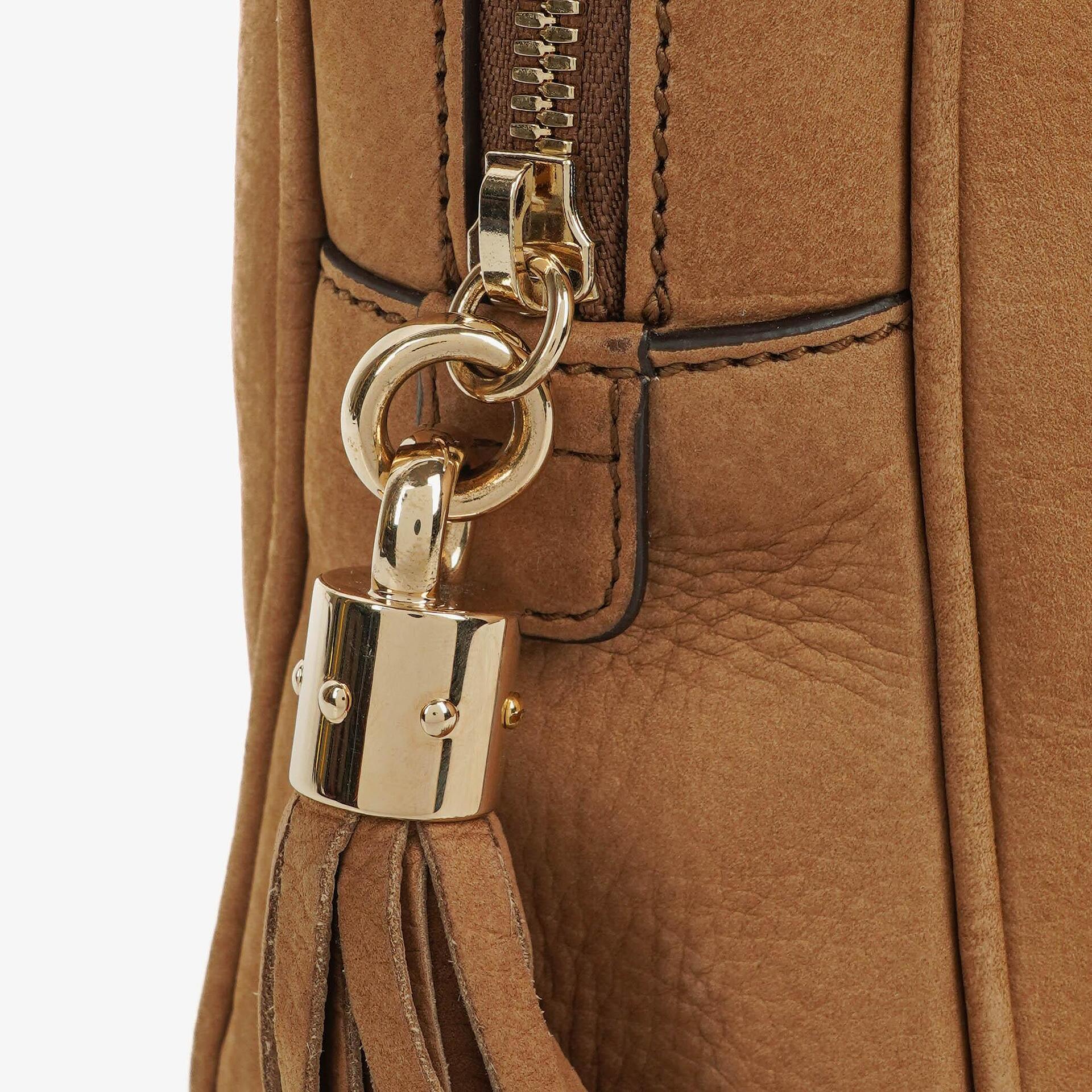 Gucci Kleine Soho Bowler Tasche aus braunem Nubukleder