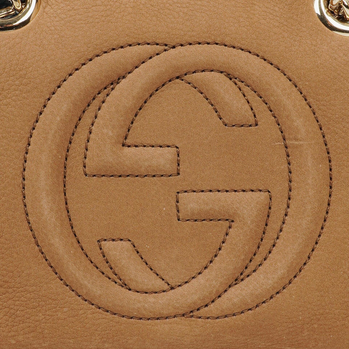 Gucci Kleine Soho Bowler Tasche aus braunem Nubukleder