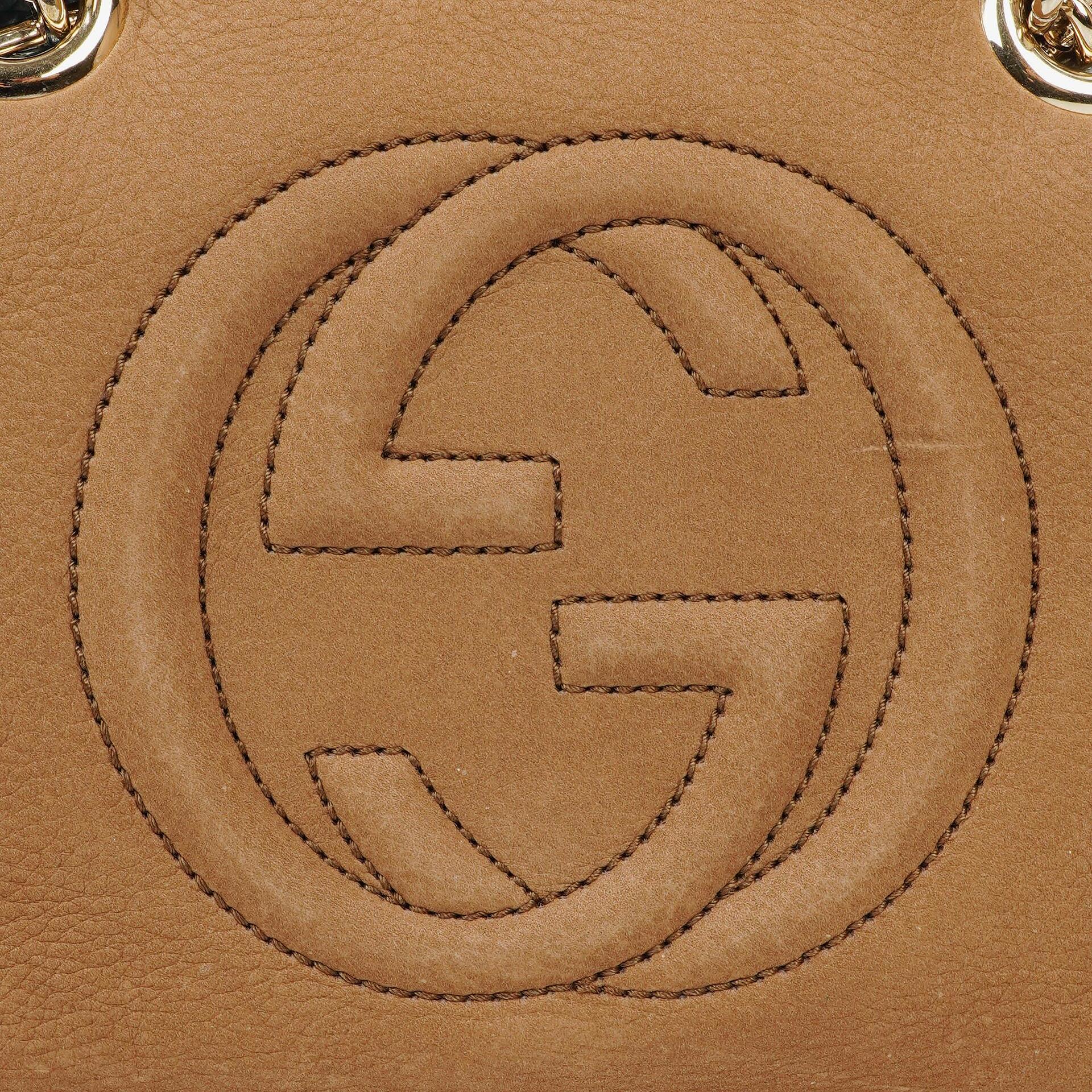 Gucci Kleine Soho Bowler Tasche aus braunem Nubukleder