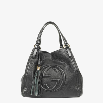 Gucci Soho Schwarze Genarbte Kalbsleder Tote-Tasche
