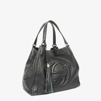 Gucci Soho Schwarze Genarbte Kalbsleder Tote-Tasche