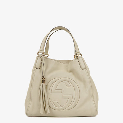 Gucci Soho Tote Tasche aus neutralfarbenem Leder