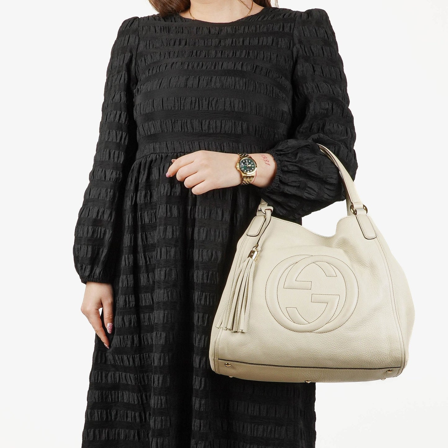 Gucci Soho Tote Tasche aus neutralfarbenem Leder