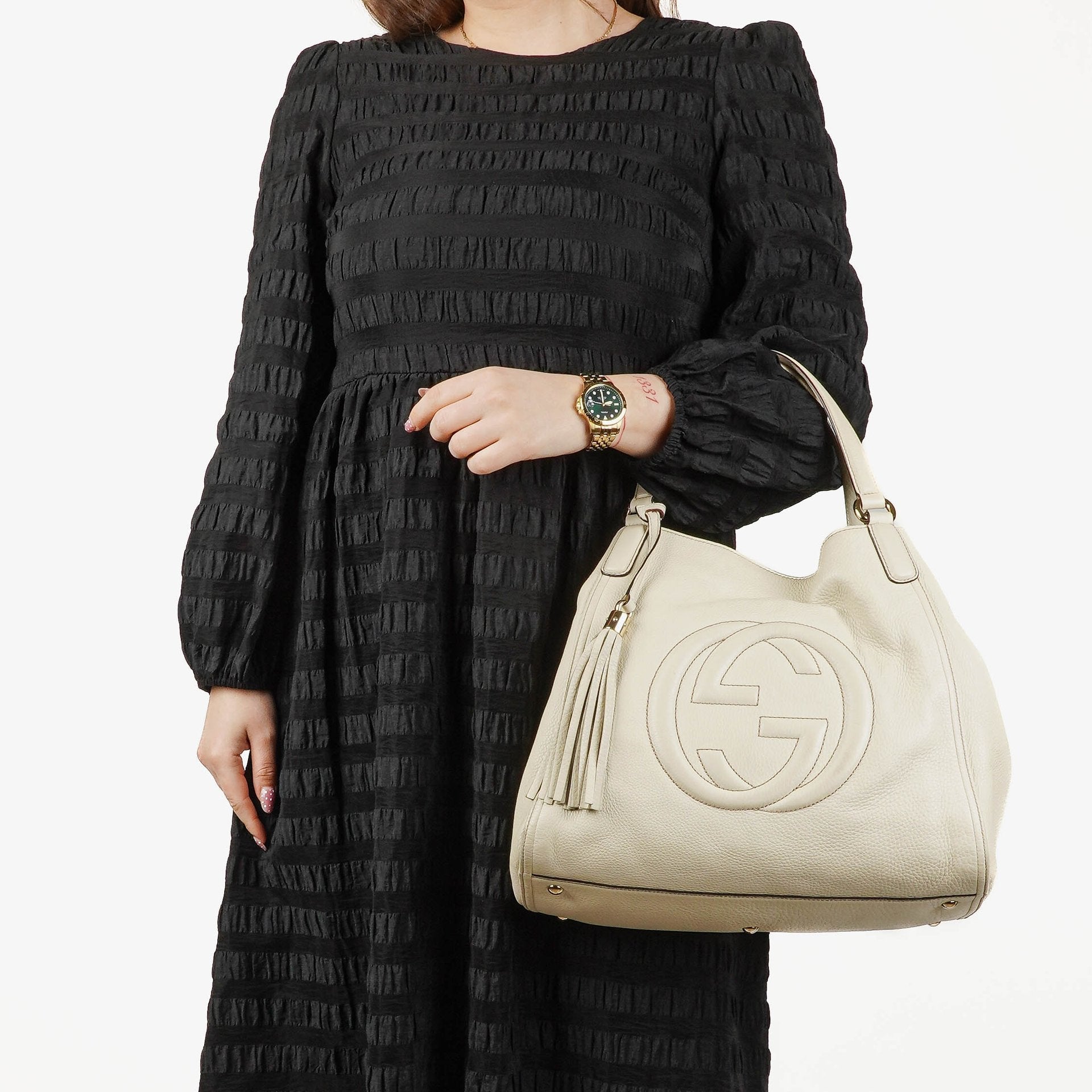 Gucci Soho Tote Tasche aus neutralfarbenem Leder