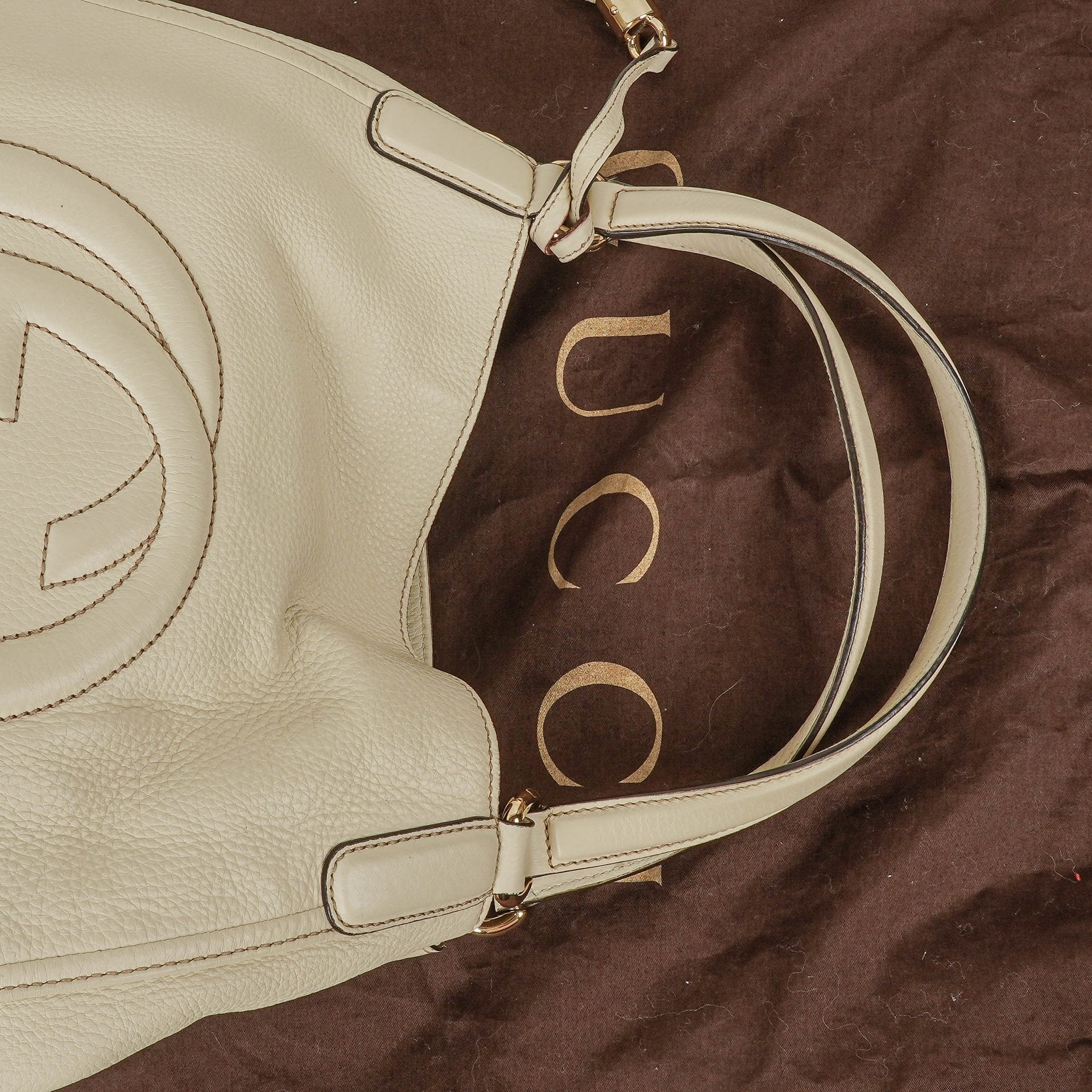 Gucci Soho Tote Tasche aus neutralfarbenem Leder