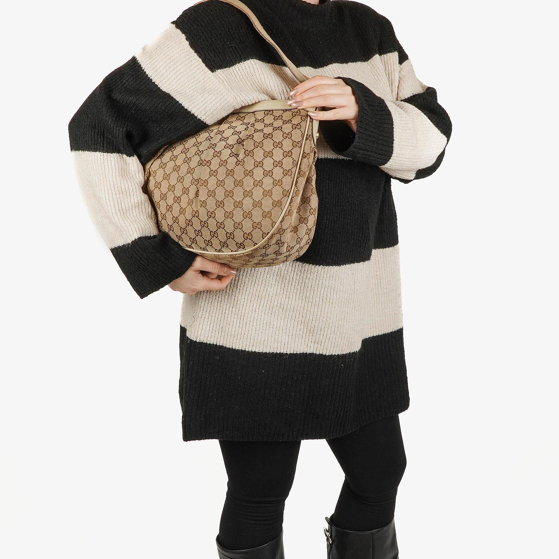 Gucci Sukey Hobo-Tasche Medium aus beigem GG Canvas