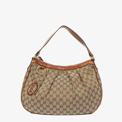 Gucci Sukey Hobo-Tasche Medium aus beigem GG Canvas