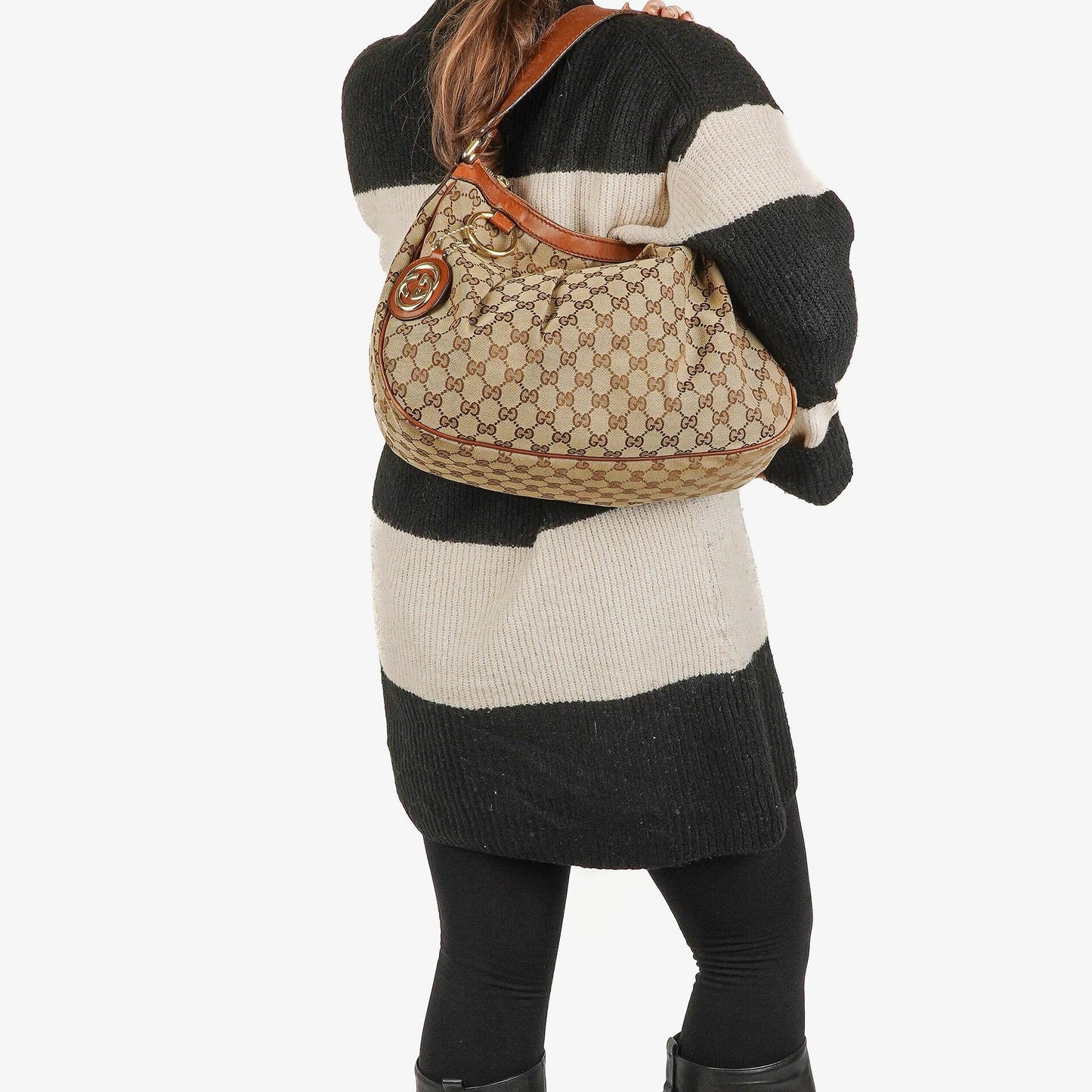 Gucci Sukey Hobo-Tasche Medium aus beigem GG Canvas